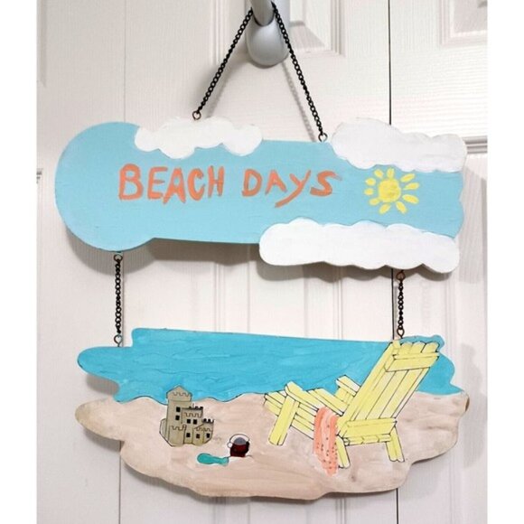 Wall Decor 2 Piece Wood "Beach Days" 16" x 6" - Picture 1 of 3